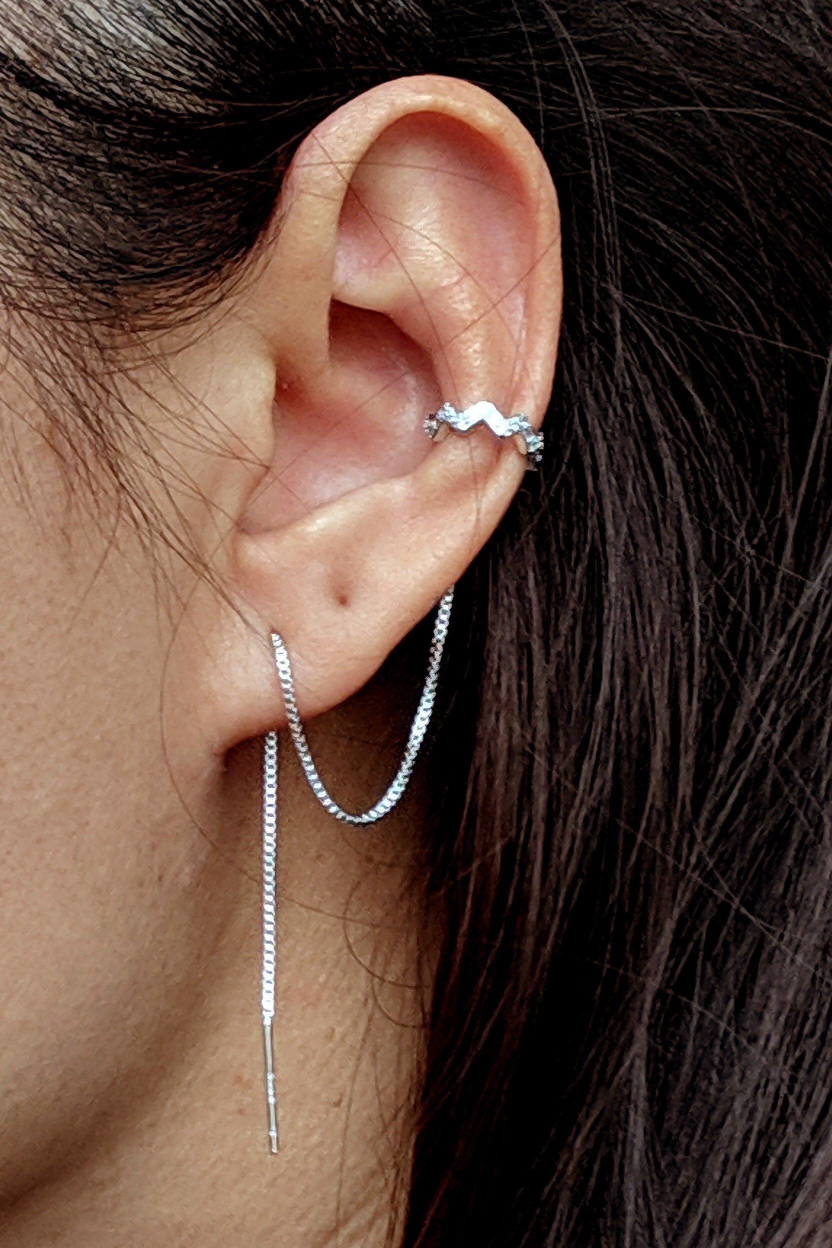 イヤリング Chain Cuff Earring in Silver Coated Brass Chain Cuff Ear Jacket - Silver - Jewels & Aces