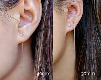 8-way single stud earring + ear jacket threader earrings Long/Short chain earrings Double piercing earrings Silver/Surgical steel ear thread
