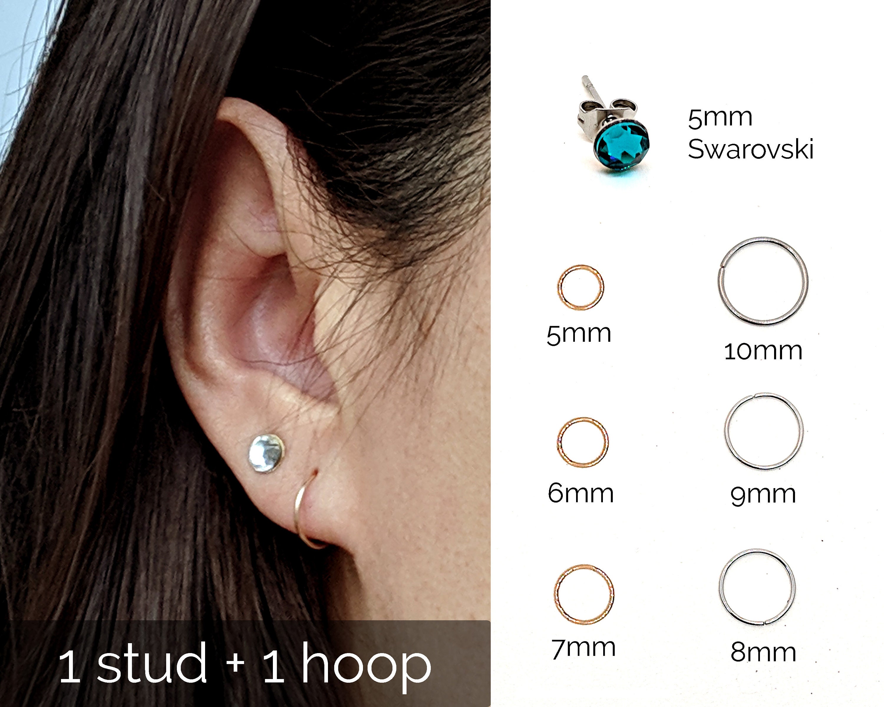 Surgical Steel Earrings Set of Women/mens Stud Earring & Small 