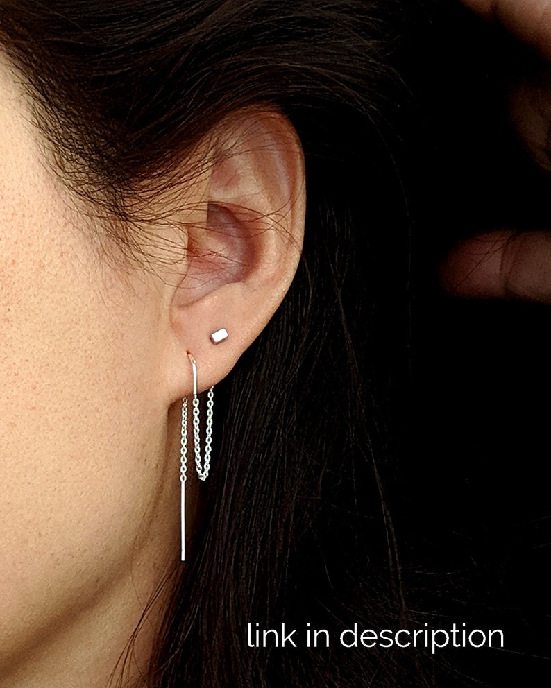 Threader Stud Earrings Gold Threader Earrings Sterling Silver Etsy