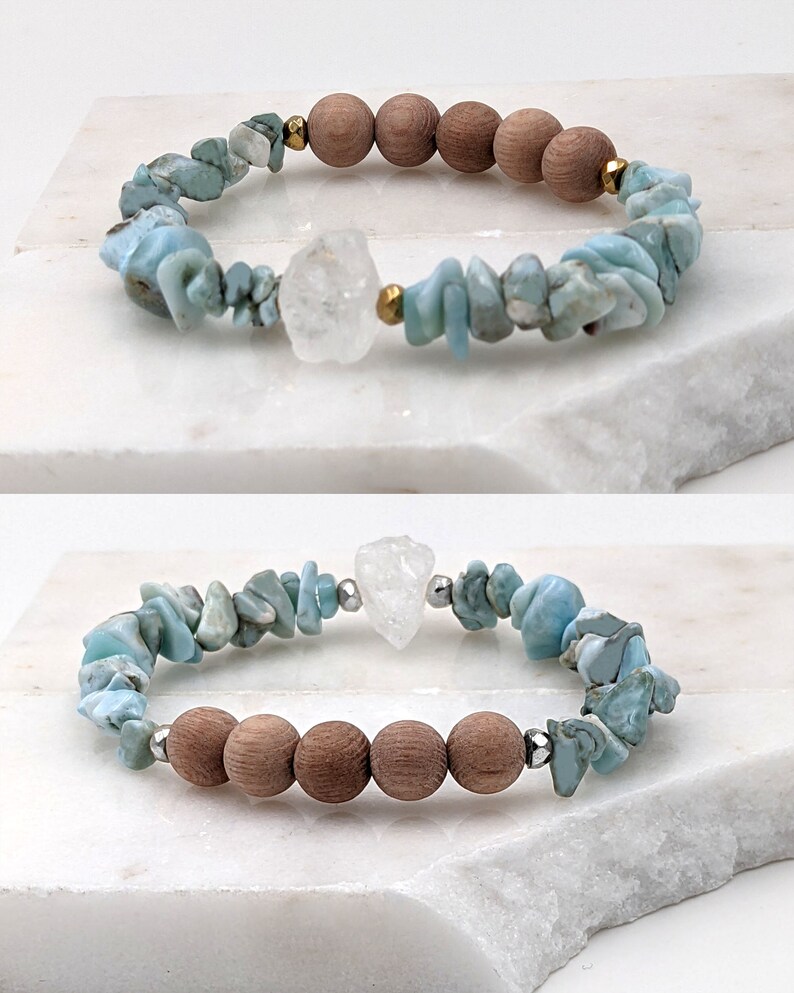 Larimar bracelet Aromatherapy bracelet Essential oil diffuser bracelet w lava rock or rosewood Anxiety bracelet Calming blue gemstone GIFT image 3