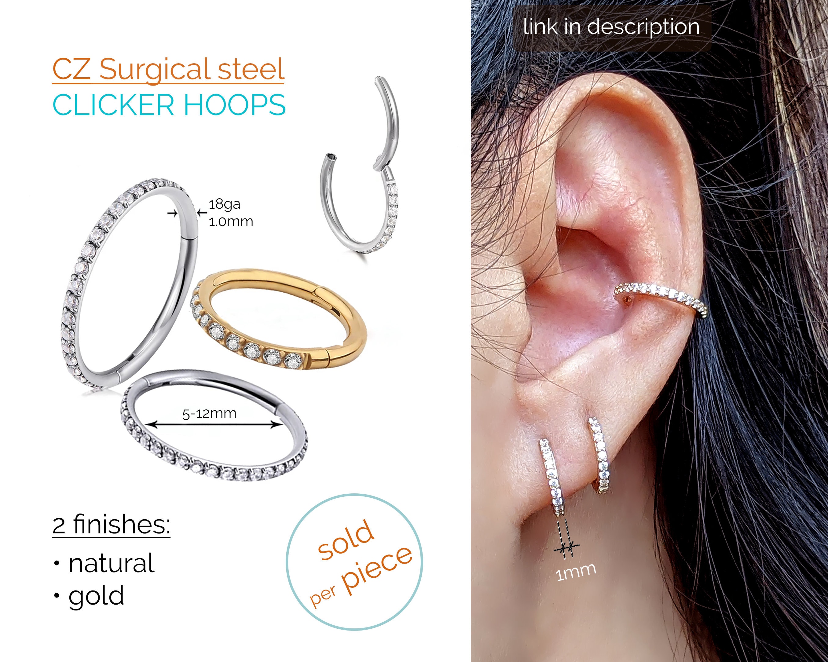Surgical steel hoop earrings Small hoop earrings Huggie hoop earrings Tiny forward helix earring Daith piercing Cartilage hoop Nose ring Men