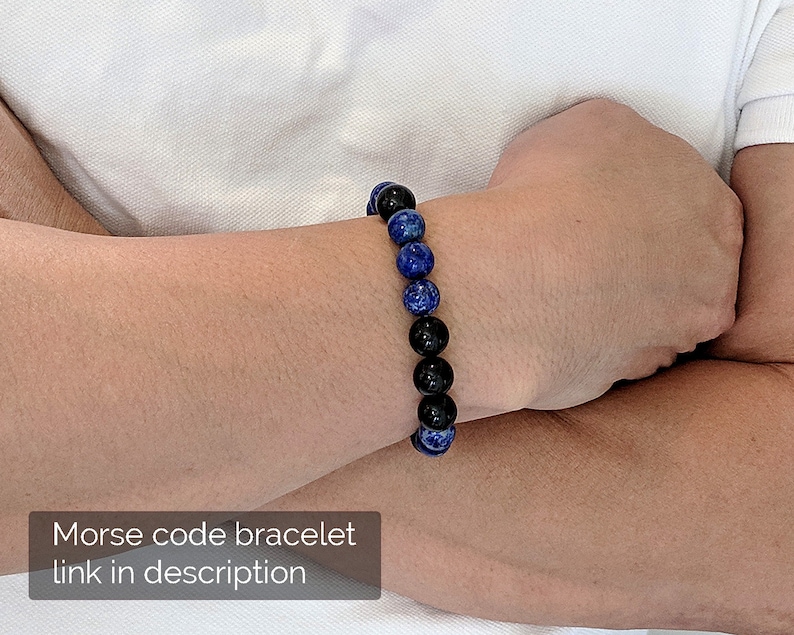 Lapis lazuli bracelet Men Engraved bracelet Blue gemstone beaded yoga Mala Husband Valentine gift Brother gift Boyfriend bracelet Uncle gift