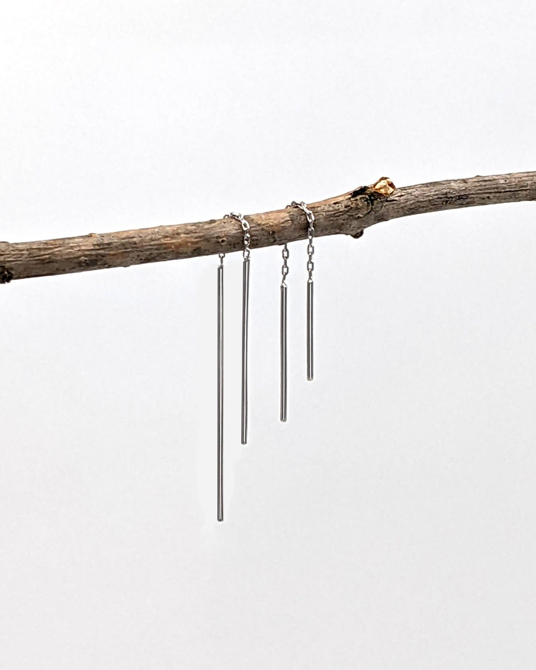 Orecchini A Barra Minimalisti In Argento 925 Con Catena – Pendenti Ipoallergenici, Regalo Per Donna