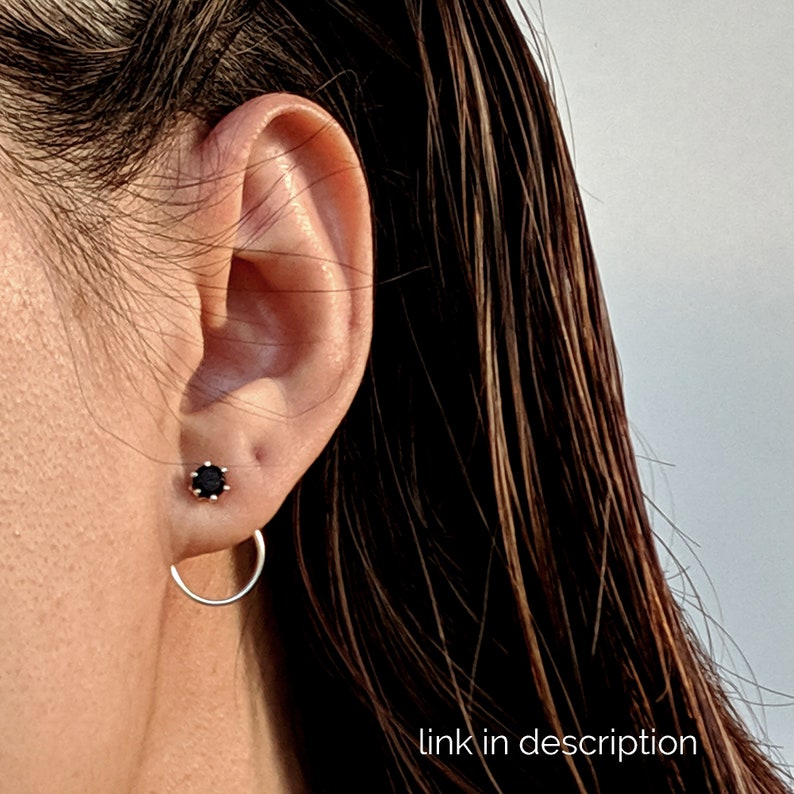 Double piercing earring Silver/Gold Threader earrings & Etsy