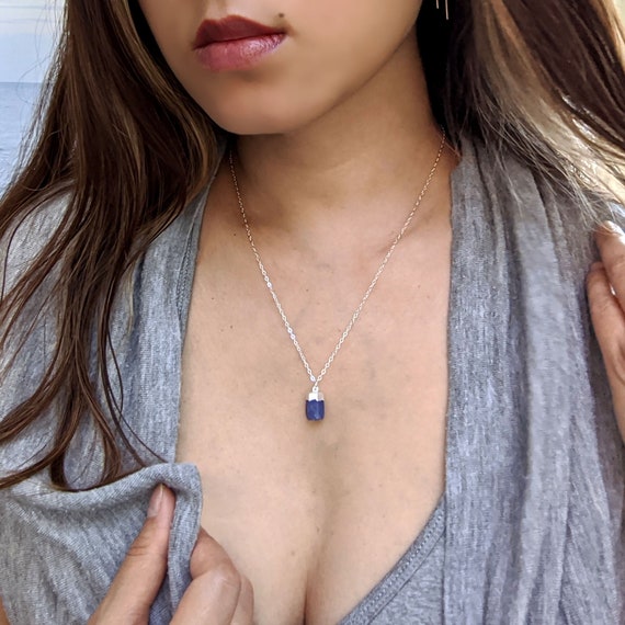 Sapphire necklace shop etsy