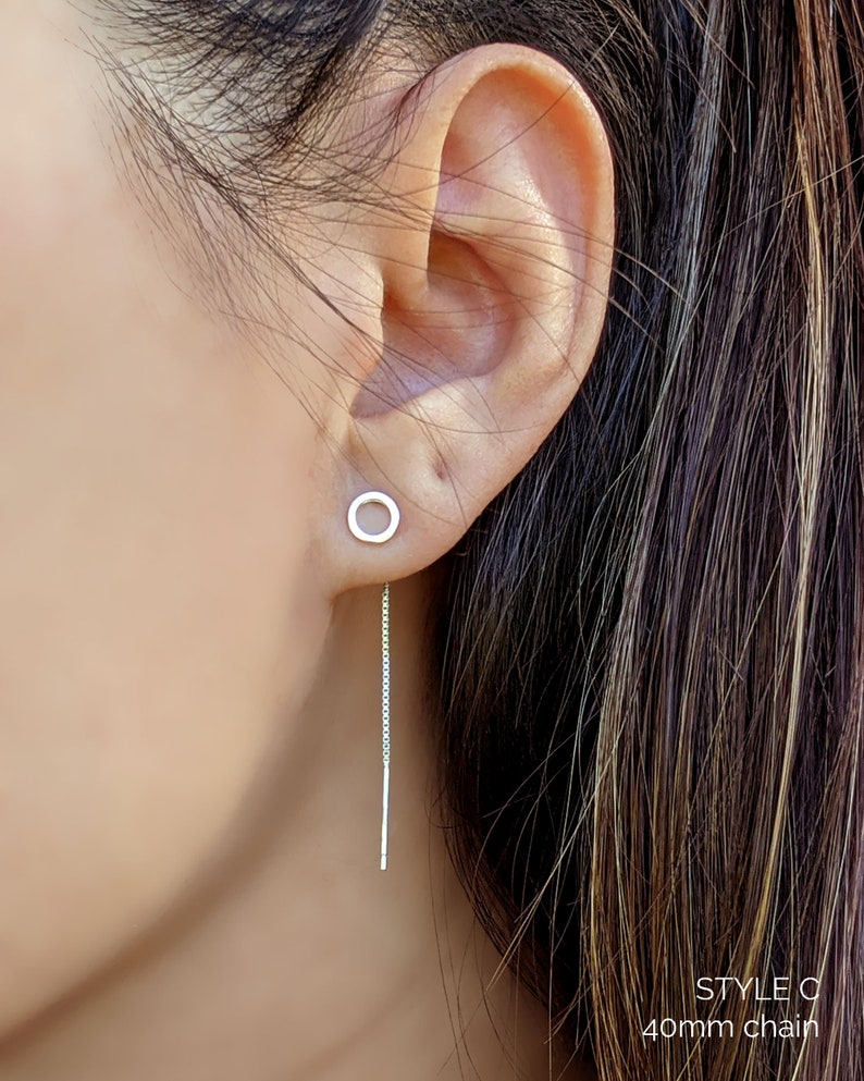Circle Earrings Circle Studs Earrings & Ear Jacket Chain Etsy