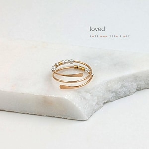 Morse Code Fidget Ring | Anxiety midi or thumb ring with spinning beads | Adjustable image 9