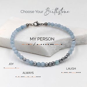 Custom Morse code bracelet, Personalized birthstone bracelets for men/women, Matching Couples Bracelets