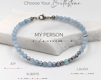 Custom Morse code bracelet, Personalized birthstone bracelets for men/women, Matching Couples Bracelets