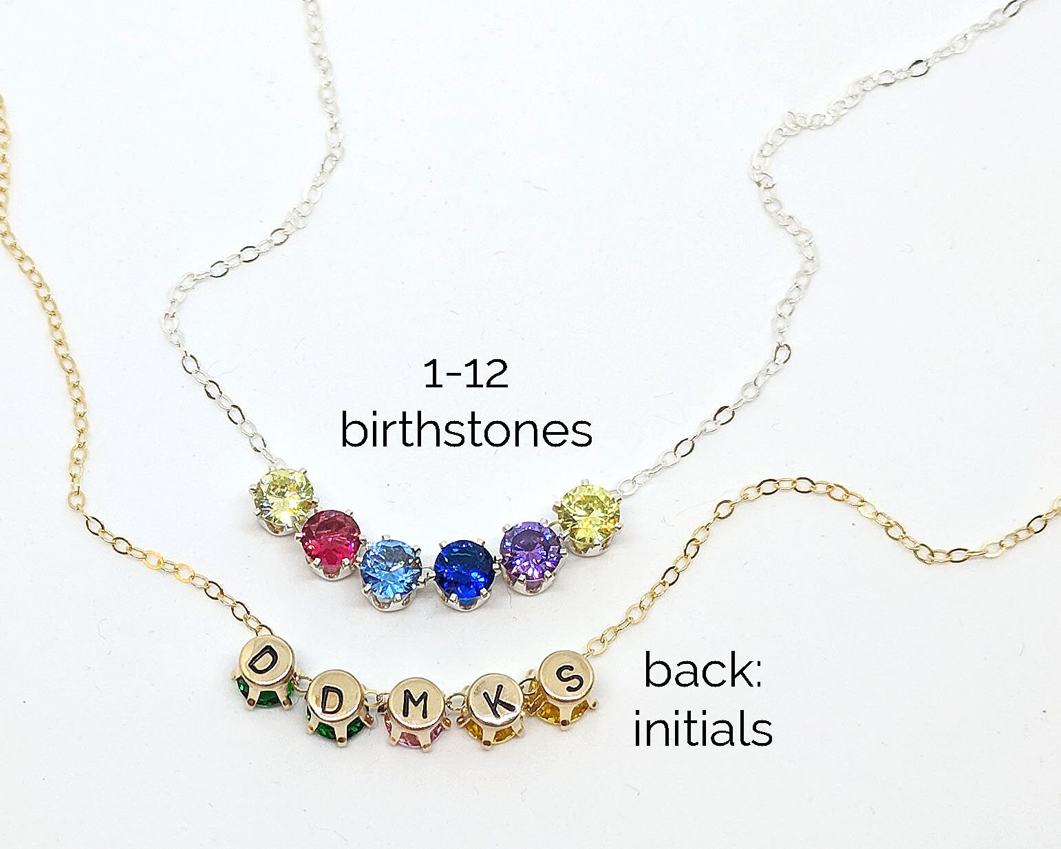 Initial Birthstones Necklace Mom 