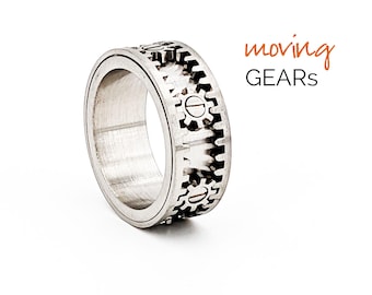 Women or mens fidget ring, Spinner ring, Spinning Gear-Anxiety-Ring | Fidget-Jewelry gift