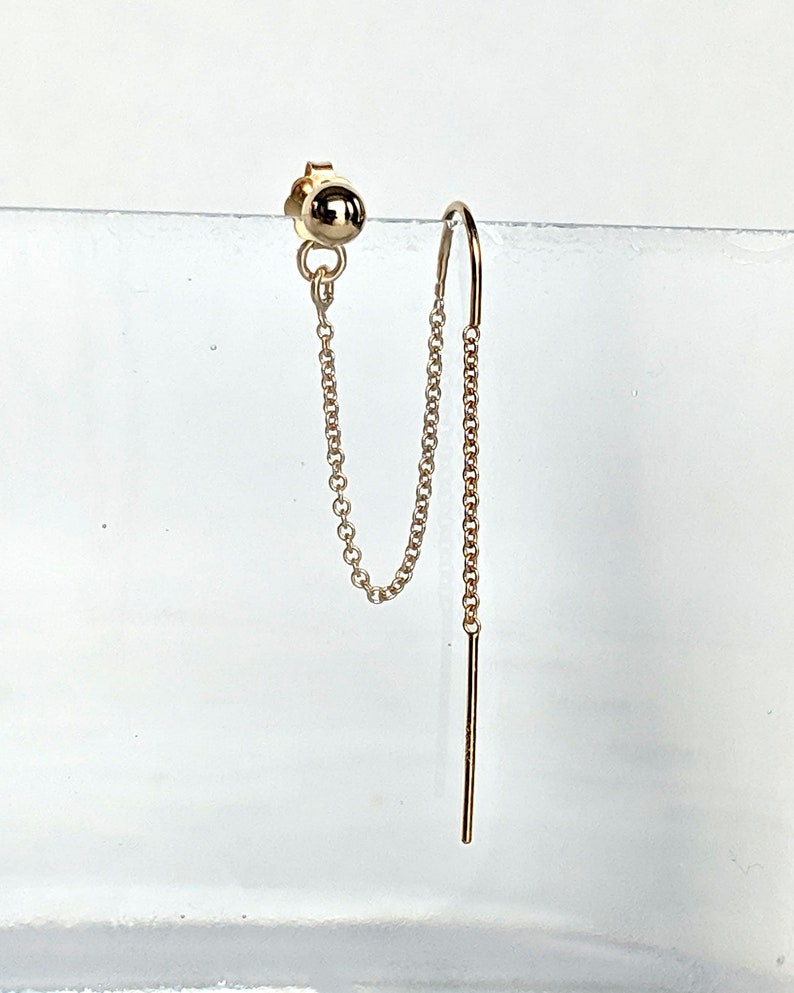 Threader Stud Earrings Gold Threader Earrings Sterling Silver Etsy