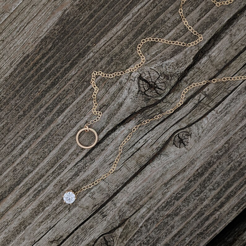 October birthstone necklace w initial Gold lariat necklace Dainty pink tourmaline necklace Silver Y necklace 8th5th anniversary gift women