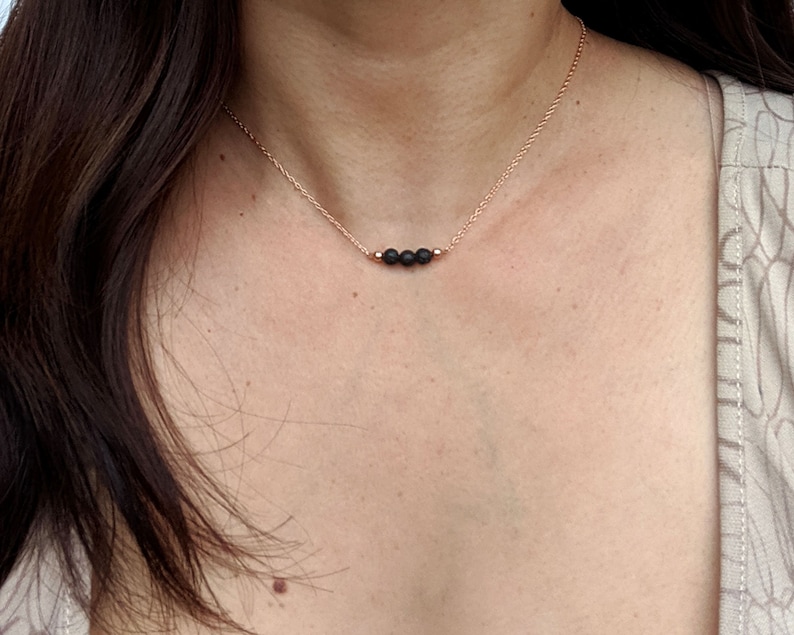 Essential oil diffuser necklace Lava rock necklace Rose gold/Silver aromatherapy necklace Minimalist stress relief/anti anxiety bar necklace image 5