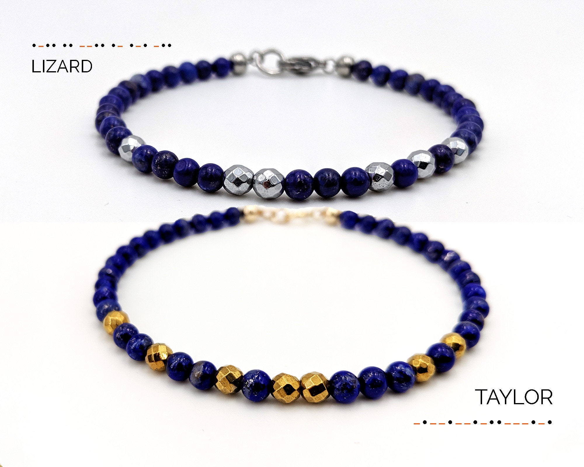 Lapis Lazuli Bracelet Men Women Custom Morse Code Bracelet Etsy India