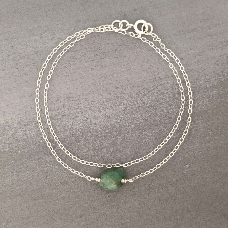 Natural Emerald Bracelet Raw Emerald Bracelet Gemstone Anklet - Etsy
