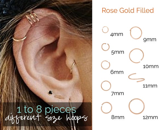 Small Hoop Earrings Rose Gold Hoops Earrings Forward Helix Etsy