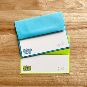 Tarjetas personalizadas / Juego de papelería para escribir cartas / Tarjetas planas / Juego de 10 / Tamaño A2 / Tarjetas de mariposa personalizadas