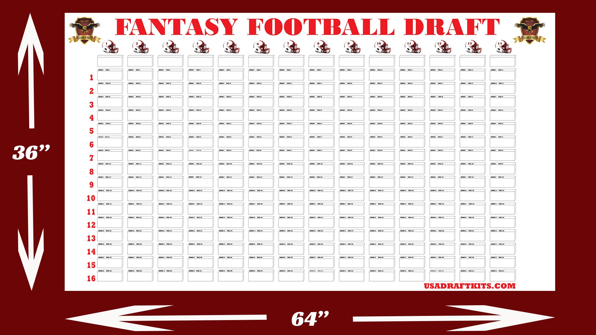 Buy 14 Team 16 Round Downloadable Draft Board Online in India Etsy