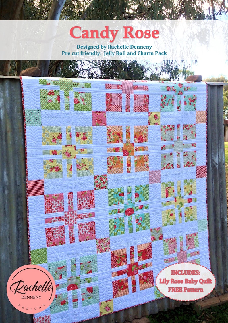 Candy Rose PDF Pattern Plus Lily Rose baby quilt pattern image 1