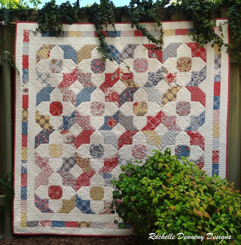 Tiptoe quilt,  Layer Cake friendly.  Easy piecing.  Suitable for a confident beginner.