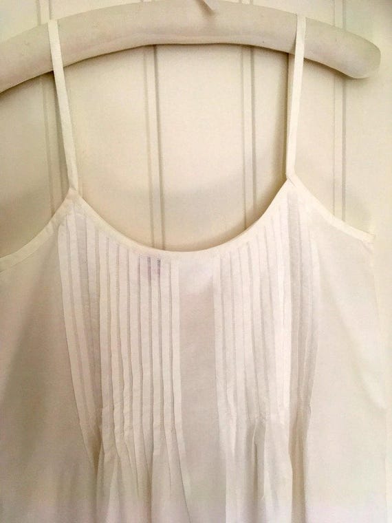 Ladies White Cotton Nightdress, Narrow Shoulder Straps and Pintuck Bodice.  Style CLARISSA -  Canada