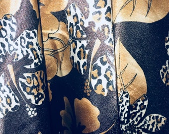 Brown Animial Print Floral Satin