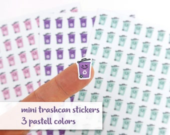 Mülleimer Sticker Pastell · 64 icon stickers in 3 verschiedenen Farben