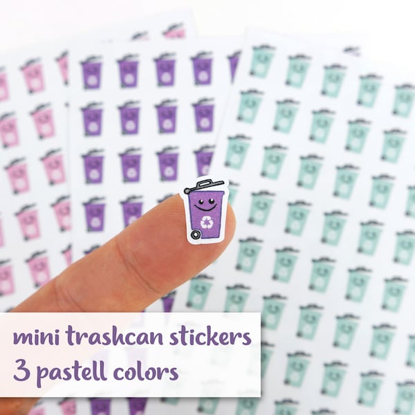 Trash can sticker pastel · 64 icon stickers in 3 different colors