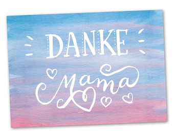 Postcard "Thank you Mom" · Mother's Day · Thank you card · handlettering · thank you · Typography