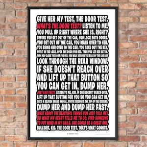 BRONX TALE Movie Quote &#39;The Door Test&#39; True Love Advice Gangster Mafia Mob DeNiro Palminteri Funny Man Cave Framed Poster Poker Room Den Art
