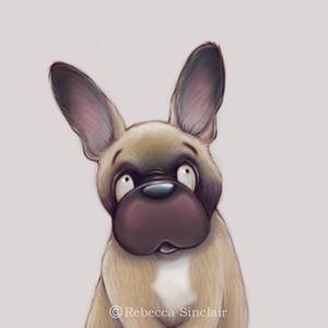 French Bulldog, french bulldog print, frenchie, pet portrait, 5 by 7 inches, 8 by 10 inches, print, pet print, illustration, art, dog print