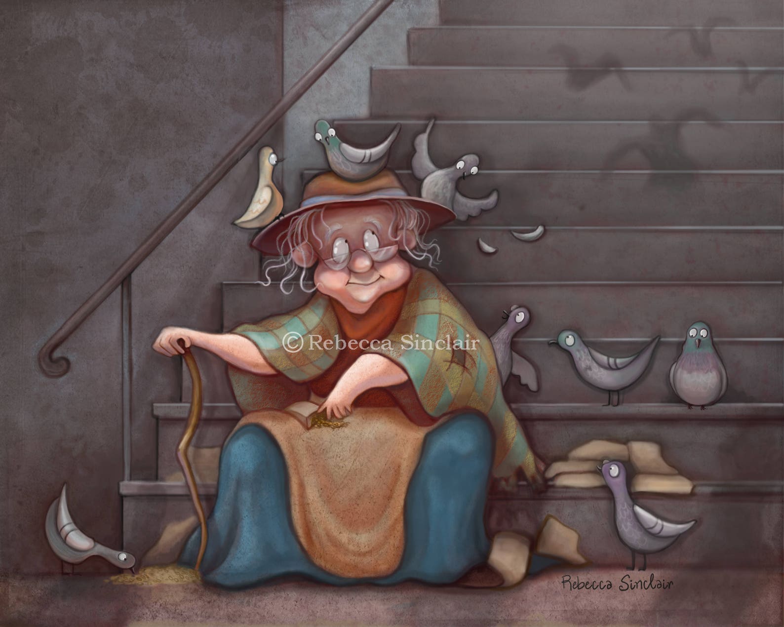 Mary Poppins Bird Lady Feed the Birds Mary Poppins art Etsy