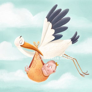 Baby Girl and Stork