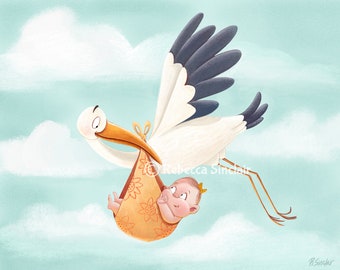 Baby Girl and Stork