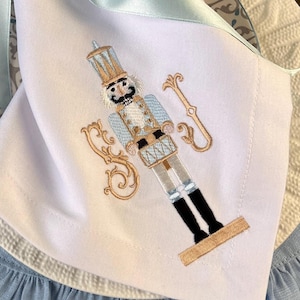 Embroidered Nutcracker Linen Napkins, Set of Christmas Linens, Custom Monogram