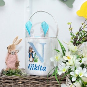 Personalized Easter Basket, Kids Easter Basket, Embroidered Easter baskets, Fabric Easter Basket, Easter decor, Easter Egg Hunt Basket