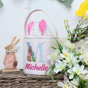 Personalized Easter Basket, Kids Easter Basket, Embroidered Easter baskets, Fabric Easter Basket, Easter decor, Easter Egg Hunt Basket