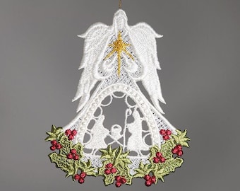 Adorno navideño de ángel bordado: decoración para el árbol de Navidad