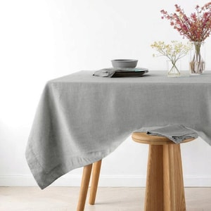 Linen Tablecloth – Natural Linen Rectangle Table Cloth for Kitchen or Dining Room – Gift Idea for Mom, Her, Wedding or Housewarming
