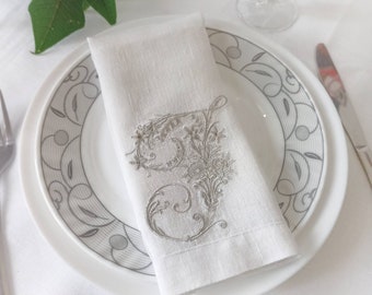 Personalized Napkins - Monogrammed linen napkins - Embroidered linen napkins Victorian style - Summer home decor - Serviette - Zero dechet