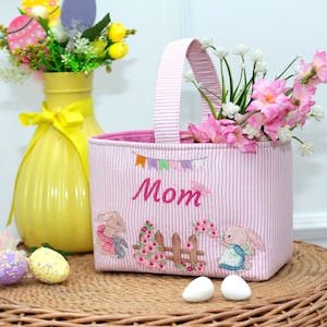 Personalized Easter Basket, Kids Easter Basket, Embroidered Easter baskets, Fabric Easter Basket, Easter decor, Easter Egg Hunt Basket
