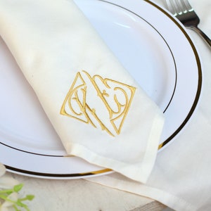 Elegante Monogramm Bestickte Servietten - Hauswäsche - Personalisiertes Geschenk - Bestickte Stoffservietten - Stoffservietten - Leinenservietten