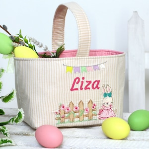 Girl&#39;s Easter Basket: Shabby Chic Bunny Fabric Basket