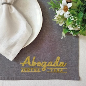 Personalized linen double layer placemat, Placemat with your text, Washable Placemats, Custom cloth placemat, Table placemat with embroidery