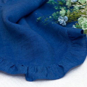 Ruffled Linen Placemat: Cornflower Blue Table Decor