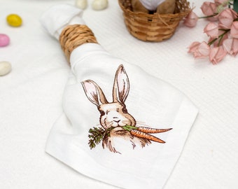 Easter Embroidered Dinner Napkins - Easter decor - Home Linens - Mister Bunny Embroidered Napkins - Custom Cloth Napkins - Easter gift