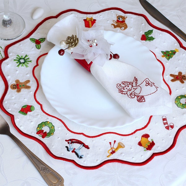 Christmas placemat/ Dinner placemat / Cotton Table decor/ Christmas clearance