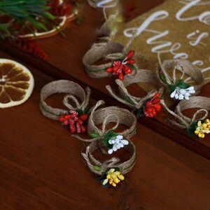 Handmade Jute Napkin Rings Set Of 4 | Rustic Table Decor | Artisan Crafted In India | Brick Red Dining Accessories